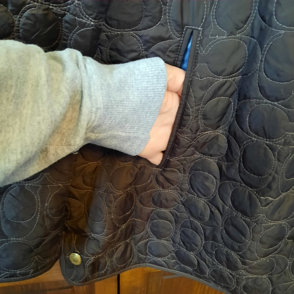 Coach Quilted Signature C Barn Jacket Chocolate Brown Embroidered Logo Size XL - Picture 7 of 16